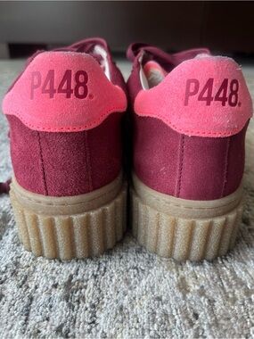 P448 Suede Platform Sneakers in Burgundy & Hot Pink